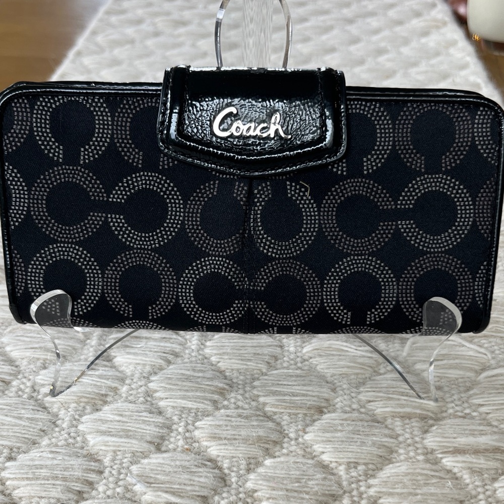 Coach Black and Silver Patterned Wallet
